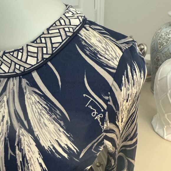 Tory Burch - Navy & Gray Wheat Print Sheath Dress 
size XSmall-T14 - Picture 6 of 9